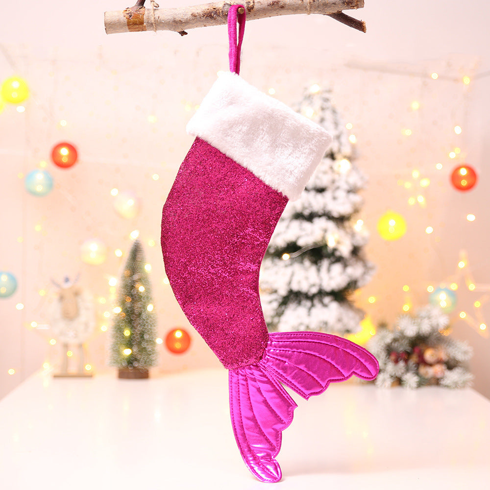 Wholesale 2023 Christmas Decoration 18 Inch Sequin Cloth Christmas Socks, Candy Bags, Fish Tail Socks